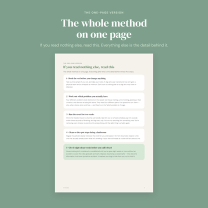 The whole house-training reset on one page
